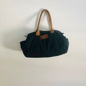 Navy Canvas Small Duffel with Leather Straps